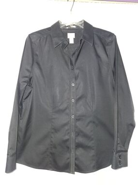 Chico's Women's Black Long-Sleeve Dress Shirt Size M #professional #feminine